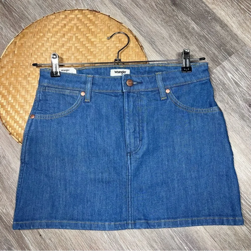 NEW wrangler original mini skirt‎ denim women’s size S - Picture 2 of 7
